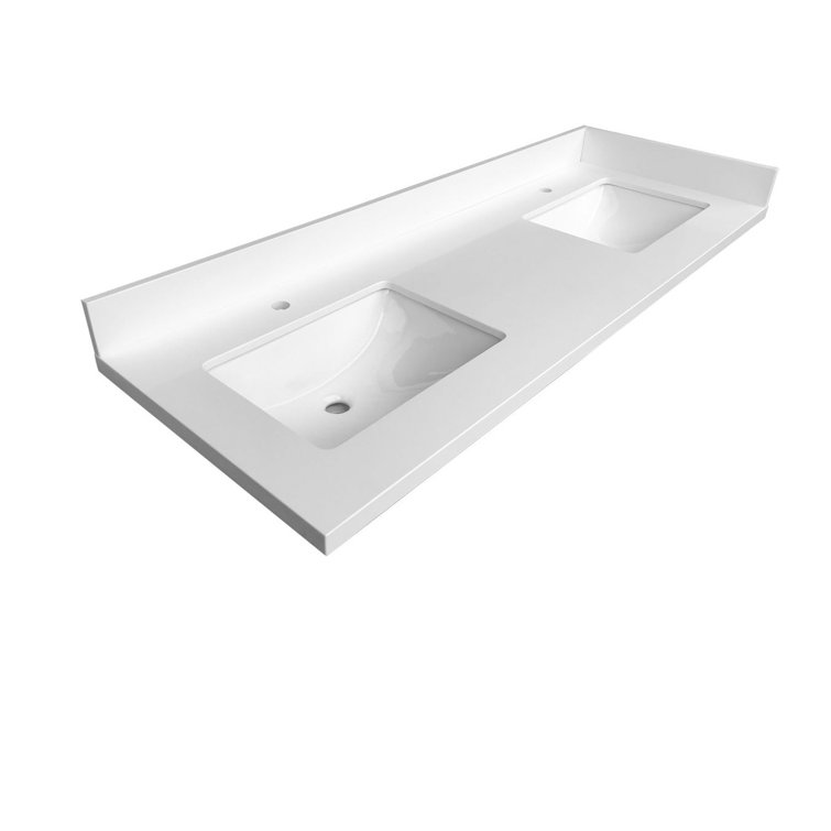 Ratel 22.5'' White Quartz Vanity Top Quartz Rectangular Undermount